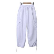 시크블랙 여성용 지코인 허리밴딩 와이드 트레이닝 건빵 카고 팬츠 cppt13725k43