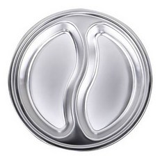 원리빙 스텐 2칸 원형 나눔접시 17cm, 실버, 1개