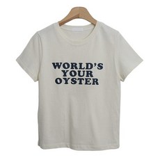 린다샵 여성용 통기성 마빌크 라운드넥 월드 레터링 슬림핏 반팔 티셔츠 cpt14956k43