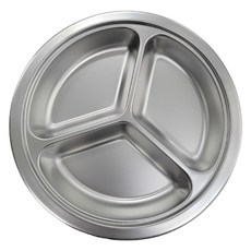 원리빙 스텐 3칸 원형 나눔접시 중 21.5cm, 실버, 1개