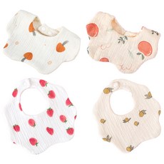 HARAROI 嬰幼兒紗布圍兜領巾4件組