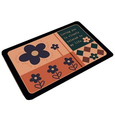 PEONIST 珪藻土彩色花朵地墊 40 x 60 cm, 橘色花朵, 1個