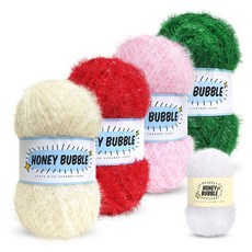 Knitt 90g Honey Bubble 菜瓜布編織線 4款 + 迷你菜瓜布 20g 套組, 05聖誕節, 1套