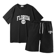 이지스튜디오 플로리다 W 20수 코튼 오버핏 반팔 티셔츠 + 오버핏 반바지 트레이닝세트