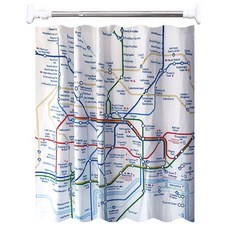 제이라이프 플러터 런던 지하철 욕실 방수 PEVA 샤워 가림막 커튼 + 봉 세트, 화이트(커튼), 실버(봉), 1세트, 커튼+봉 세트, 상세페이지 참조