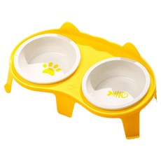 랜보어 반려동물 풋피쉬 경사 받침대식기, 옐로우, 1개