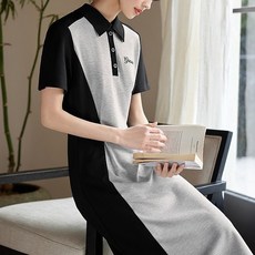 페이퍼먼츠 그레블 배색 폴로 데일리 원피스 22494