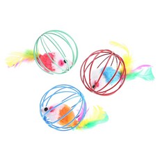GNY 貓咪老鼠尾巴球玩具, 隨機出貨, 3個