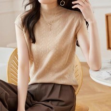 페이퍼먼츠 여성용 레이스 짜임 하이넥 민소매 이너티셔츠 22530