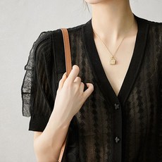 페이퍼먼츠 여성용 리본버튼 쉬폰날개 반팔 가디건 22300