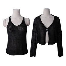 린다샵 여성용 써니든 브이넥 쭈리 민소매 탑버튼 가디건 세트 cpset3382k43