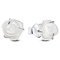 Pandora 女性白玫瑰綻放釘式耳環 293209C01