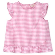 Perimitz 女童透氣格紋飛袖抓皺上衣 P2425B38010