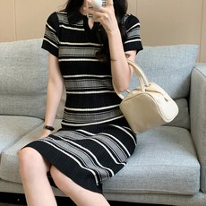 페이퍼먼츠 애니 스트라이프 슬림 통기성 원피스 22296