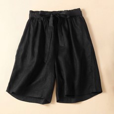 아뗄릭 여성용 통기성 빅사이즈 리본 스트링 린넨 반바지 14073