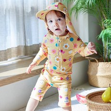 Bebechat 兒童笑臉連身防曬泳衣