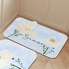 씨오브비 주방용 PVC 미끄럼방지 발매트, 꽃4, 1개