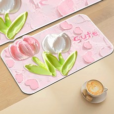 cofv 廚房用PVC防滑腳踏墊, 花朵3, 1個