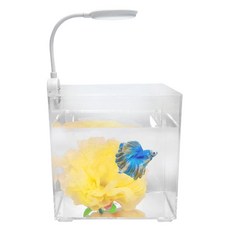 Canhu Aquarium 亮晶晶鬥魚魚缸花床套組, 淺黃色, 1套