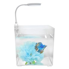 Canhu Aquarium 亮晶晶鬥魚花床魚缸套組, 淺藍色, 1套