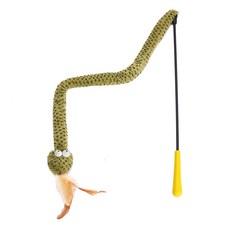 doongdoongpet 貓咪沙沙長蛇釣魚竿玩具, 1個, 綠色