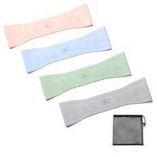 BOSAE Guide 環狀彈力帶4件組 + 收納袋套組, 1套, 粉紅色 + 藍色 + 綠色 + 灰色