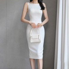 비비에모 섹시 민소매 허리라인 슬림핏 미디 원피스 06853