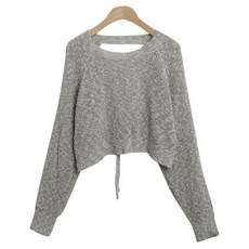 시크블랙 여성용 디에탄 롱 슬리브 뒷 리본 유니크 루즈 볼레로 cpcd3120k43