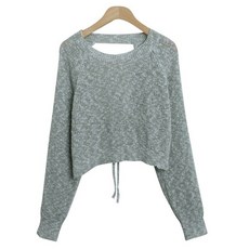 시크블랙 여성용 디에탄 롱 슬리브 뒷 리본 유니크 루즈 볼레로 cpcd3120k43