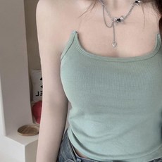 비비에모 여성용 슬림 캡내장 투명 끈나시 탑 06600