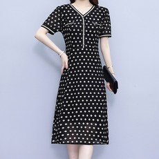 아뗄릭 브이넥 도트 패턴 미디 원피스 14091 빅사이즈 포함