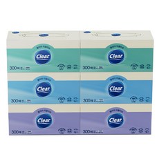 Clear 美容面紙 2層, 300入, 6個