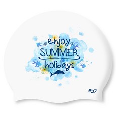 SD7 矽膠Enjoy Summer泳帽, 1個, 白色