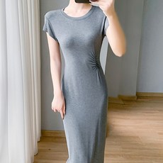 비비에모 모달 라운드 롱 라인 통기성 셔링 원피스 06725