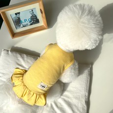 MAGDOG 狗狗Ari荷葉邊連身裙, 1個, 黃色