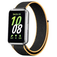 하마테 갤럭시핏 3 전용 나일론 벨크로 루프 스트랩, 블랙옐로우