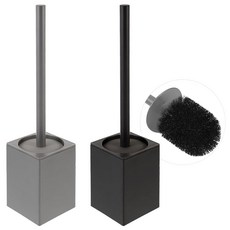 MONACO OLIVE 免鑽孔飯店式鋁製馬桶清潔刷2種 + 支架2種套組, 1套, 黑色(清潔刷, 支架), 灰色(清潔刷, 支架)