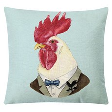 홈플로우 닭 일러스트 프린팅 모음 솜포함 쿠션 커버, 24