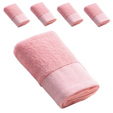 Healthydot 簡約圓點超細纖維毛巾 100g, 5個, 粉紅色