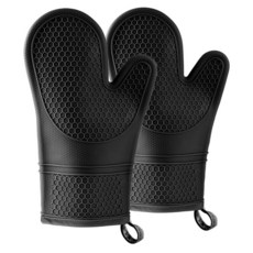 DAILYSHARE 矽膠烤箱手套, 黑色, 2個