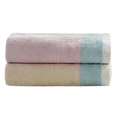 Bamboo Bebe 嬰幼兒雙色浴巾엣지2件組, 1套, 柔和粉 + 薄荷綠, 開心奶油 + 薄荷綠