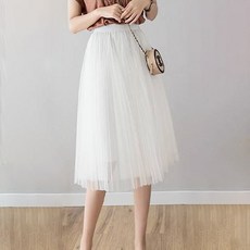 구디프 리아나 쉬폰 플리츠 롱 밴딩 스커트 85cm
