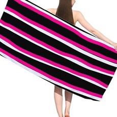 Sonio 夏季圖案柔軟沙灘巾 70 x 150 cm, 1個, 05 粉色線條