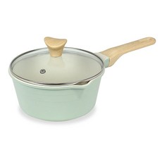 chefria Picnic IH感應爐適用陶瓷塗層單柄湯鍋, 1個, 象牙白色 薄荷綠色