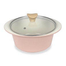 셰프리아 인덕션 IH 피크닉 세라믹 라이트 양수냄비, 아이보리 + 핑크, 1개