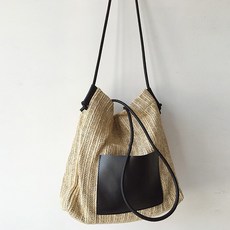 소리달 여성용 버기 밀짚 라탄 숄더 토트백