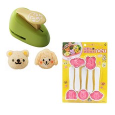 Cuteme 動物造型飯糰製作器5件組 75457 + 海苔打洞器 動物臉 MP225 套組, 混合顏色, 1套