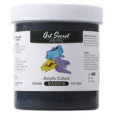 Art Secret 藝術家的秘密 壓克力顏料 黑色 KA1000, 1色, 1000ml
