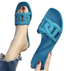 Silverse 女款雙鍊瓦特拖鞋 SV066, 藍色, 245~250