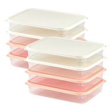 EASY&FREE Slim Pack可堆疊冰箱收納保鮮盒 1.2L 8入, 白色 4入+粉色 4入, 1套